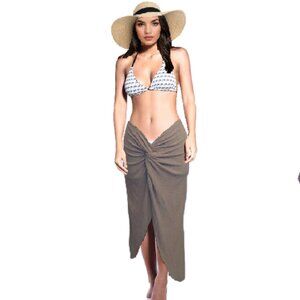 SHEIN Tan Twist Front Boho Swim Cover-up Skirt Sz 2XL (16)